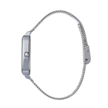Hallmark Ladies’ Silver-Tone Rectangular Watch with White Dial and Mesh Bracelet