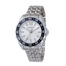 Hallmark Men’s Silver-Tone Sports Watch with Silver Dial and Black Bezel