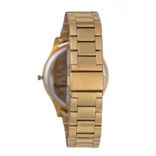 Hallmark gents gold metal bracelet watch featuring a sleek 41.7mm gold case and secure stainless steel strap.