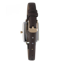 Hallmark ladies' watch with a slim brown genuine leather strap and elegant rose gold buckle clasp.