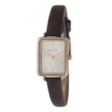 Elegant Hallmark ladies' watch featuring a rose gold rectangular case, white dial, and slim brown genuine leather strap.