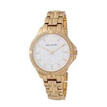 Hallmark Ladies Gold-Tone Crystal Bezel Bracelet Watch