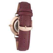Hallmark ladies' watch featuring a red genuine leather strap and elegant rose gold buckle, 37mm case.