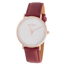 Elegant Hallmark ladies' watch featuring a 37mm rose gold case, white dial, and a stylish red genuine leather strap.