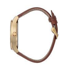 Hallmark Men’s Gold-Tone Watch with Champagne Dial and Brown Leather Strap