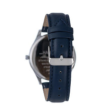 Hallmark Men’s Silver-Tone Watch with Blue Dial and Matching Leather Strap
