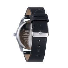 Hallmark Men’s Silver-Tone Sports Watch with Black Dial and Black Leather Strap
