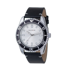 Hallmark Men’s Silver-Tone Sports Watch with Silver Dial and Black Leather Strap