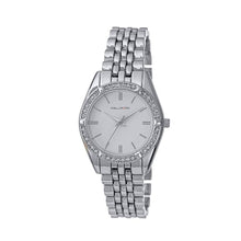Hallmark Ladies’ Silver-Tone Crystal-Set Watch with Silver Dial