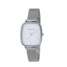 Hallmark Ladies’ Silver-Tone Rectangular Watch with White Dial and Mesh Bracelet
