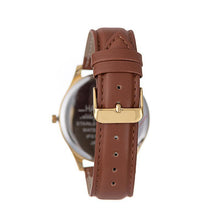 Hallmark Men’s Gold-Tone Watch with Blue Dial and Brown Leather Strap