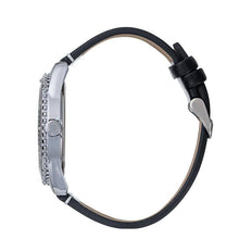Hallmark Men’s Silver-Tone Sports Watch with Black Dial and Black Leather Strap