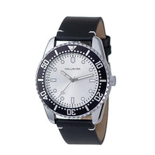 Hallmark Men’s Silver-Tone Sports Watch with Silver Dial and Black Leather Strap