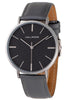 Hallmark Gents Leather Grey Strap Black Dial Watch